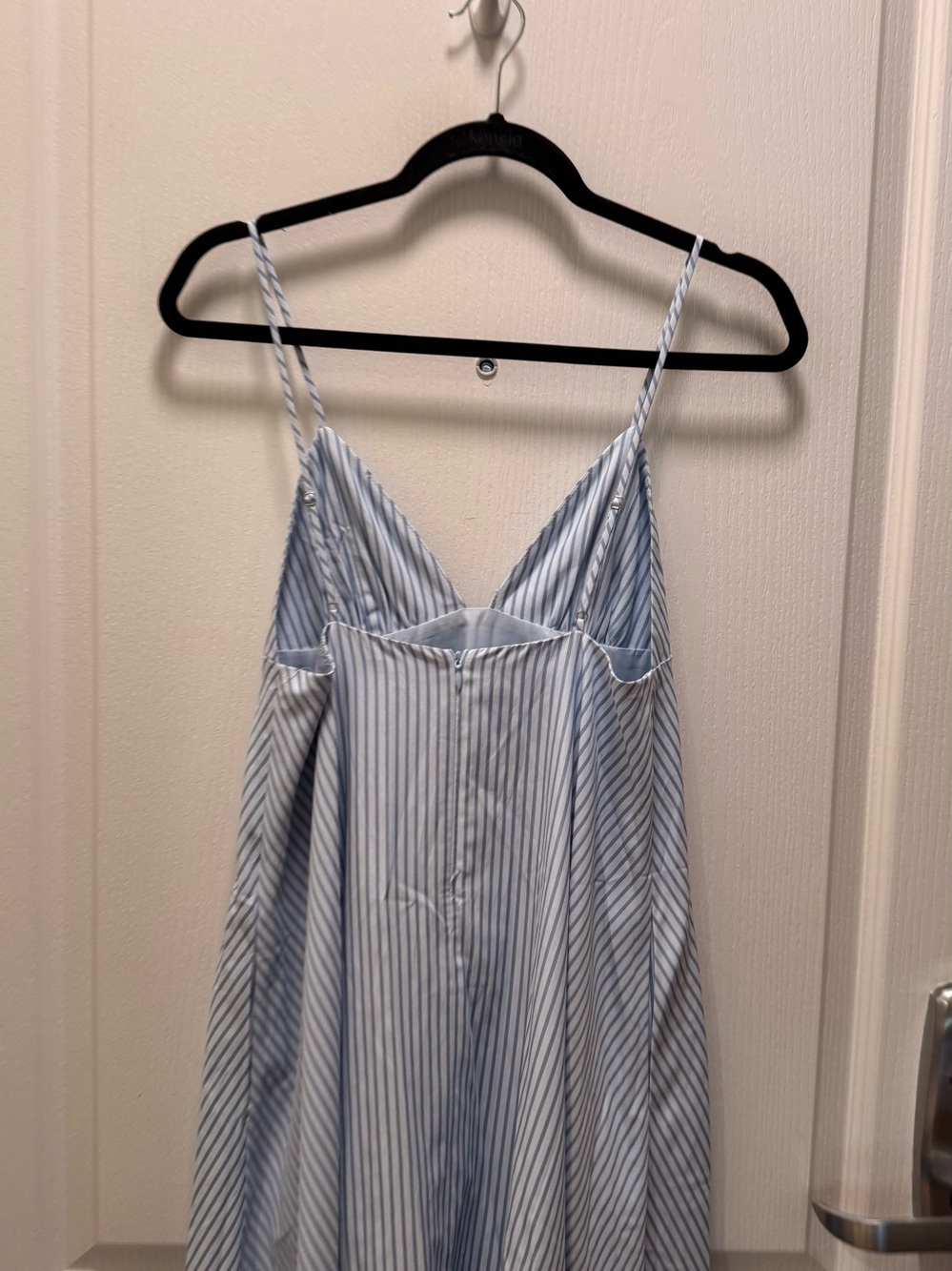 Nia Alessia Mini Dress in Light Blue Striped Spaghetti-Strap Size S NWT - Picture 6 of 7